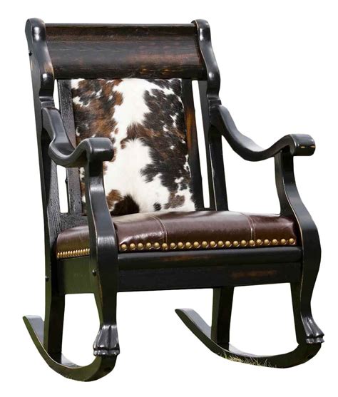 cowhide rocking chair|rustic western rocking chair.